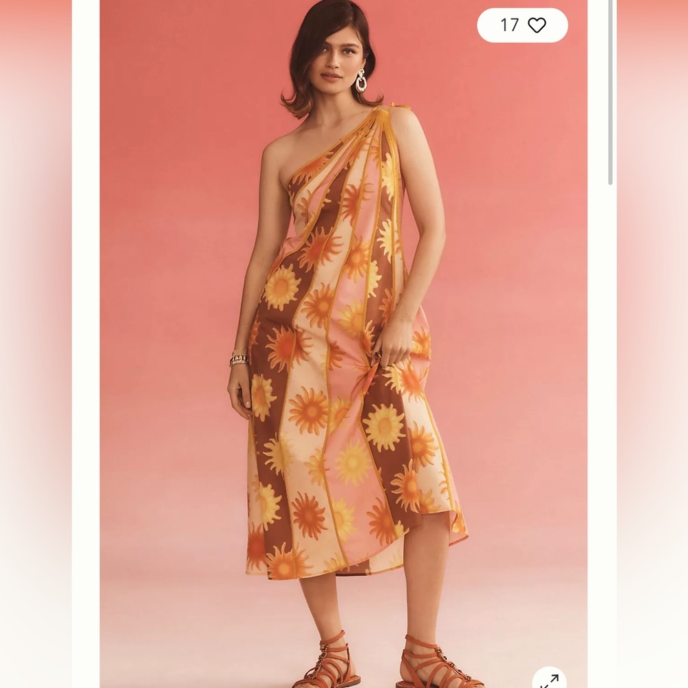 Farm Rio X Anthropologie One-Shoulder Seamed A-Line Dress